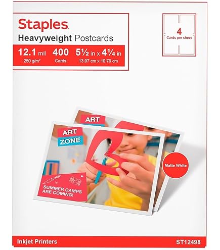 Amazon.com : STAPLES Matte Postcards, 5.5” x 4.25”, White, 800